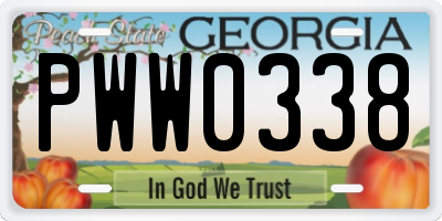 GA license plate PWW0338