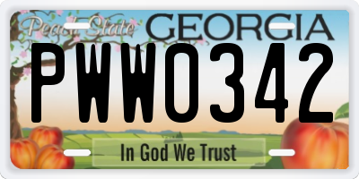 GA license plate PWW0342