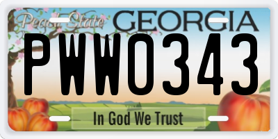 GA license plate PWW0343