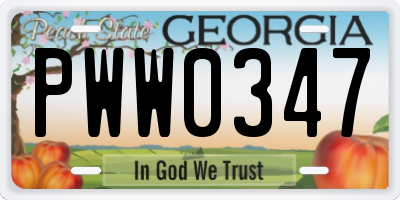 GA license plate PWW0347