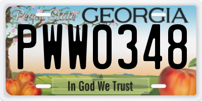 GA license plate PWW0348