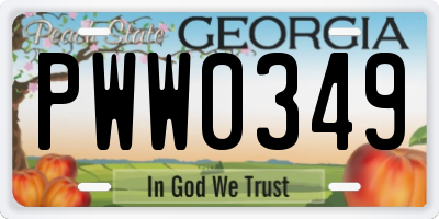 GA license plate PWW0349