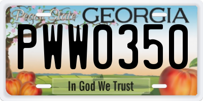 GA license plate PWW0350