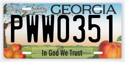 GA license plate PWW0351