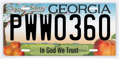 GA license plate PWW0360