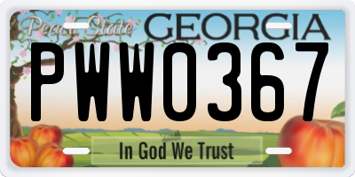 GA license plate PWW0367