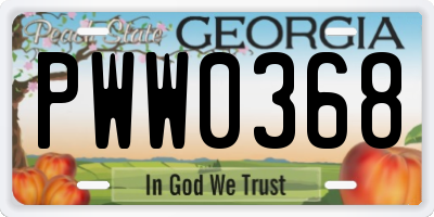GA license plate PWW0368