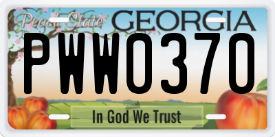 GA license plate PWW0370