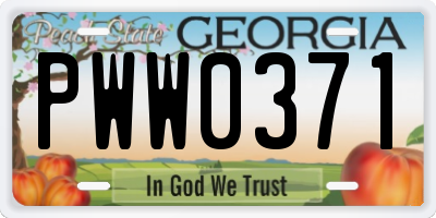 GA license plate PWW0371