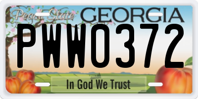 GA license plate PWW0372
