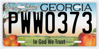 GA license plate PWW0373
