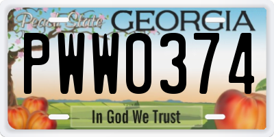 GA license plate PWW0374