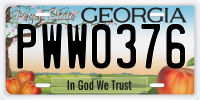 GA license plate PWW0376