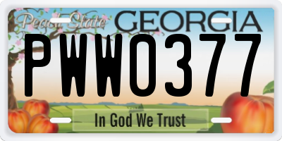 GA license plate PWW0377