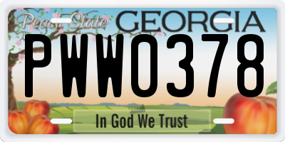 GA license plate PWW0378