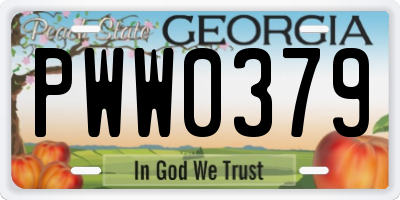 GA license plate PWW0379