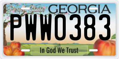 GA license plate PWW0383