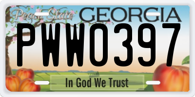 GA license plate PWW0397