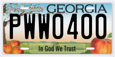 GA license plate PWW0400