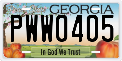 GA license plate PWW0405