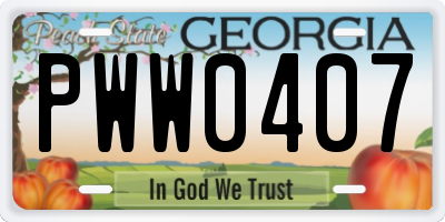 GA license plate PWW0407