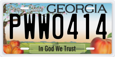 GA license plate PWW0414
