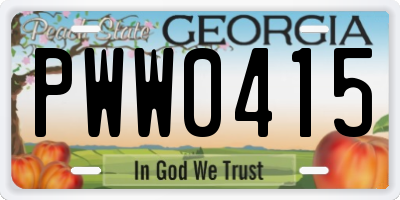 GA license plate PWW0415