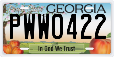 GA license plate PWW0422