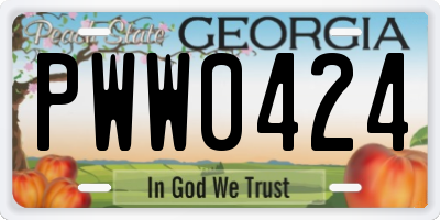 GA license plate PWW0424