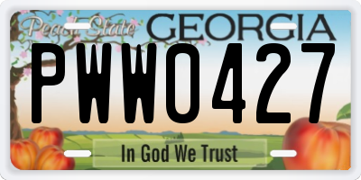 GA license plate PWW0427