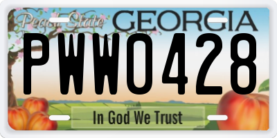 GA license plate PWW0428