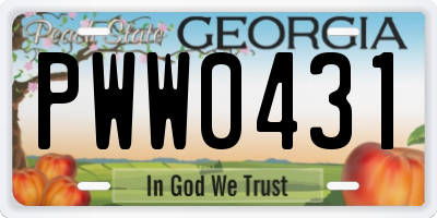 GA license plate PWW0431