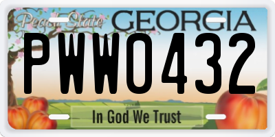 GA license plate PWW0432