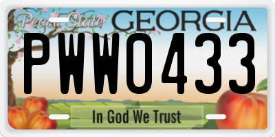 GA license plate PWW0433
