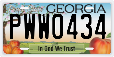 GA license plate PWW0434