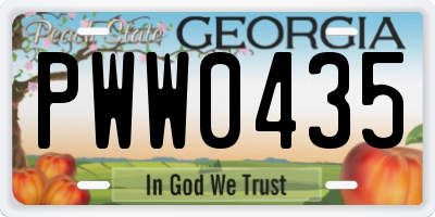 GA license plate PWW0435