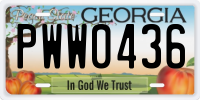 GA license plate PWW0436
