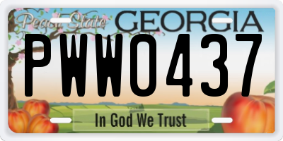 GA license plate PWW0437