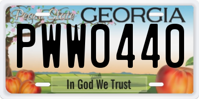 GA license plate PWW0440