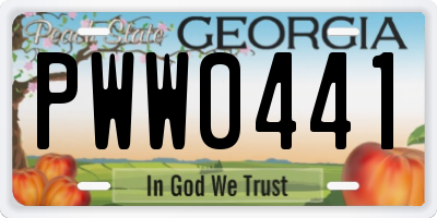 GA license plate PWW0441