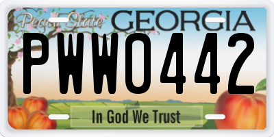 GA license plate PWW0442