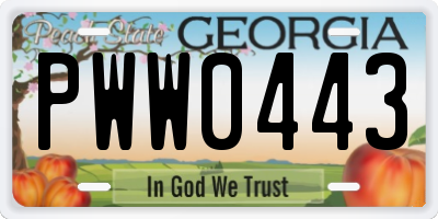 GA license plate PWW0443