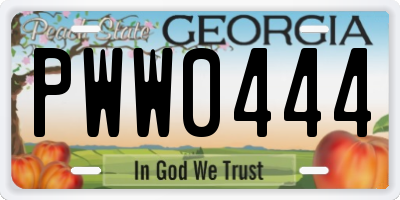 GA license plate PWW0444