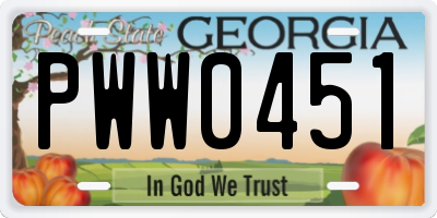 GA license plate PWW0451