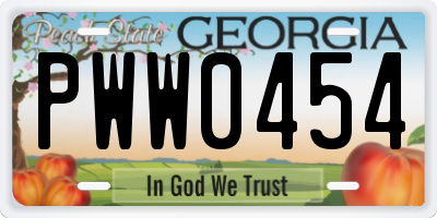 GA license plate PWW0454