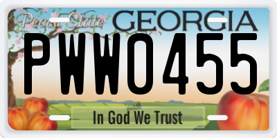 GA license plate PWW0455