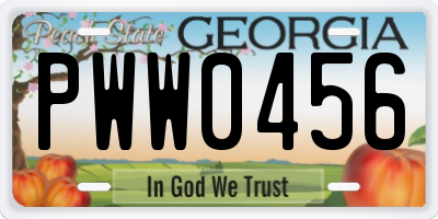 GA license plate PWW0456