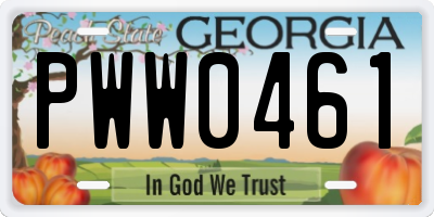 GA license plate PWW0461