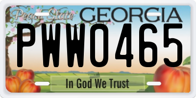 GA license plate PWW0465