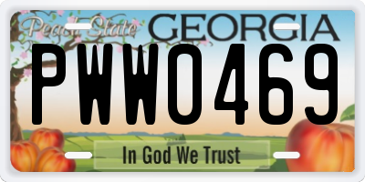 GA license plate PWW0469